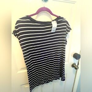 NWT Women’s Uniqlo Modal Linen Boat Neck Short Sleeve T-Shirt in Navy, Size L